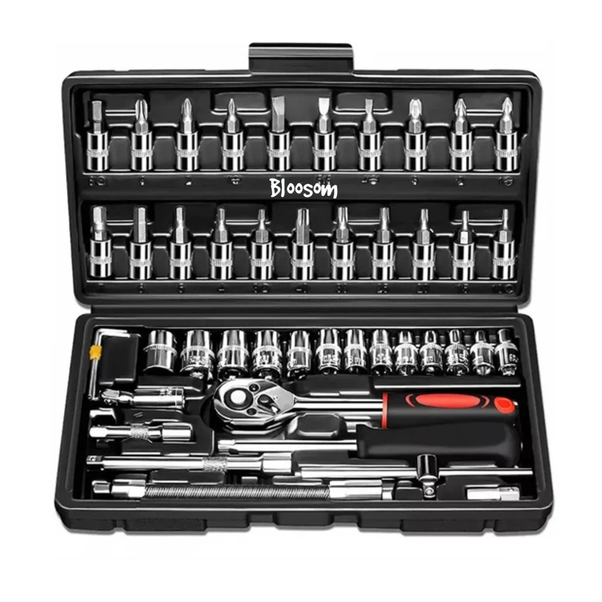 Juego Herramientas Mec&aacute;nicas Dados Kit 46 Piezas, Negro image number null