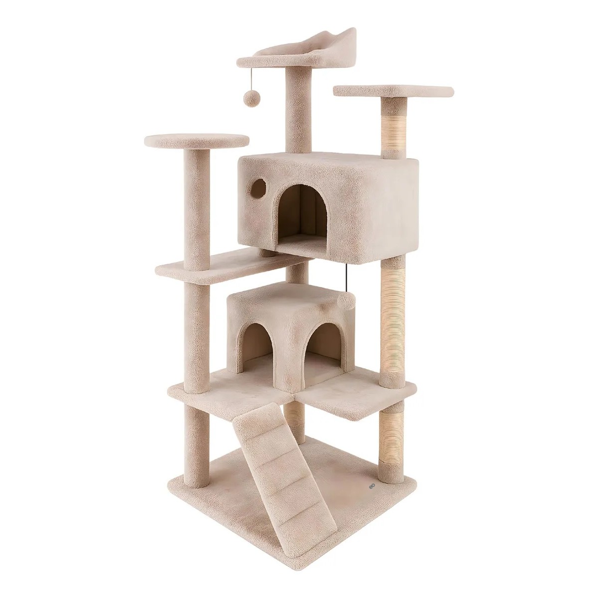 Casa Mueble Rascador Para Gato Multinivel Torre Poste Hamaca Color Beige 135cm image number null
