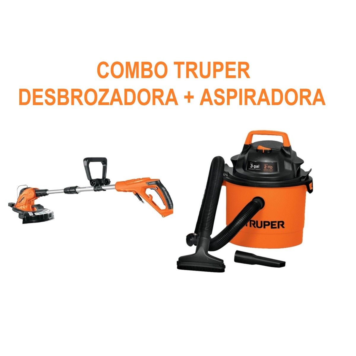 Combo Truper Desbrozadora El&eacute;ctrica + Aspiradora S&oacute;lidos y L&iacute;quidos 3 Gal ENDY6. image number null