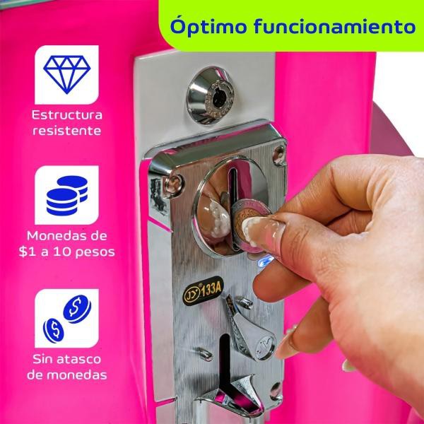 Maquina Garra Atrapa Peluches Audiotek Rosa Arcade Led image number null