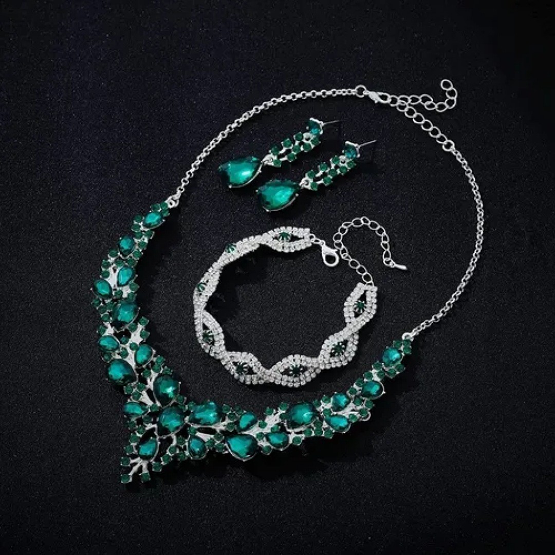 Conjunto De Joyas Para Mujer Collar Y Aretes Y Pulsera image number null