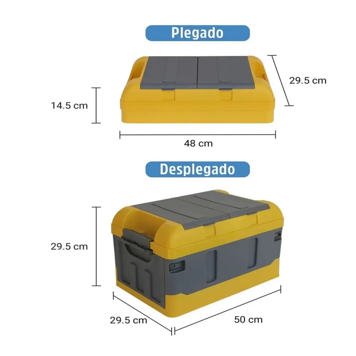 Caja Almacenamiento Plegable Organizador Con Tapa 41 Litros Amarillo/Gris image number null