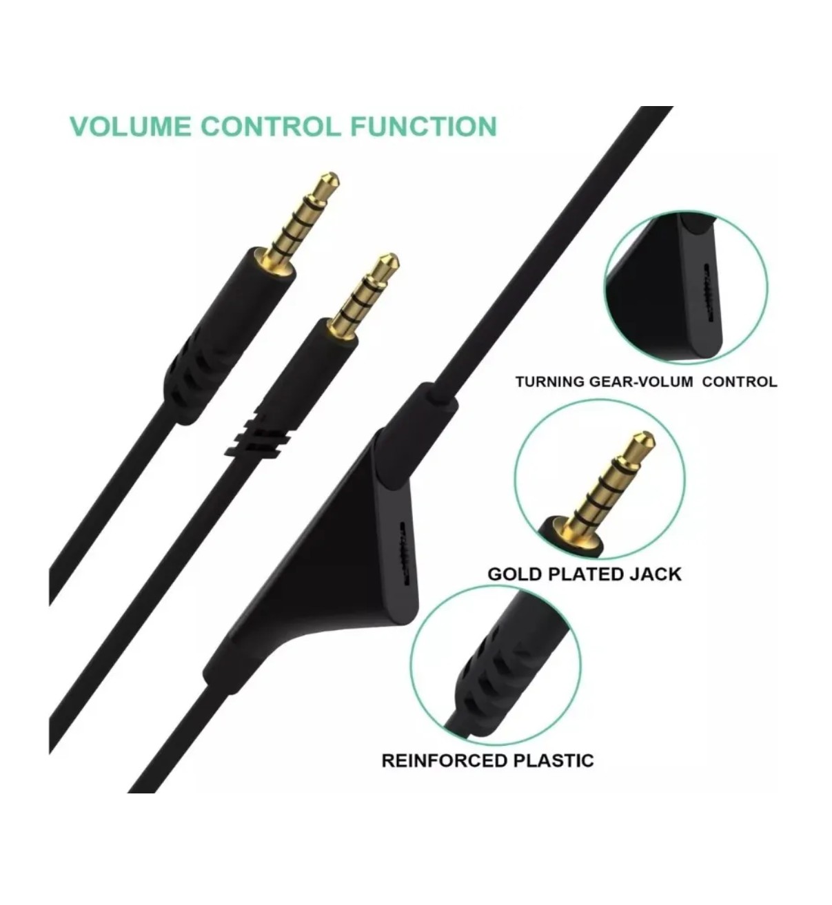 Cable Auxiliar Audio Para Logitech Astro A10 A30 A40tr A50 negro. image number null