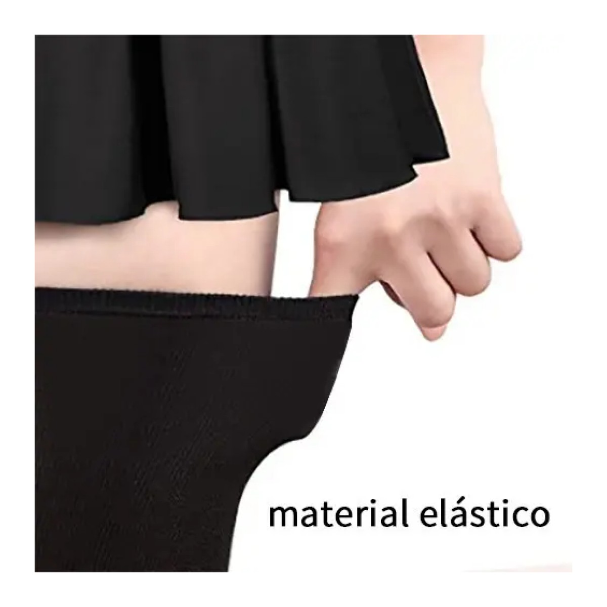 Calcetas Largas Moda Japonesa Medio Muslo Alto 4 Pares Negro image number null