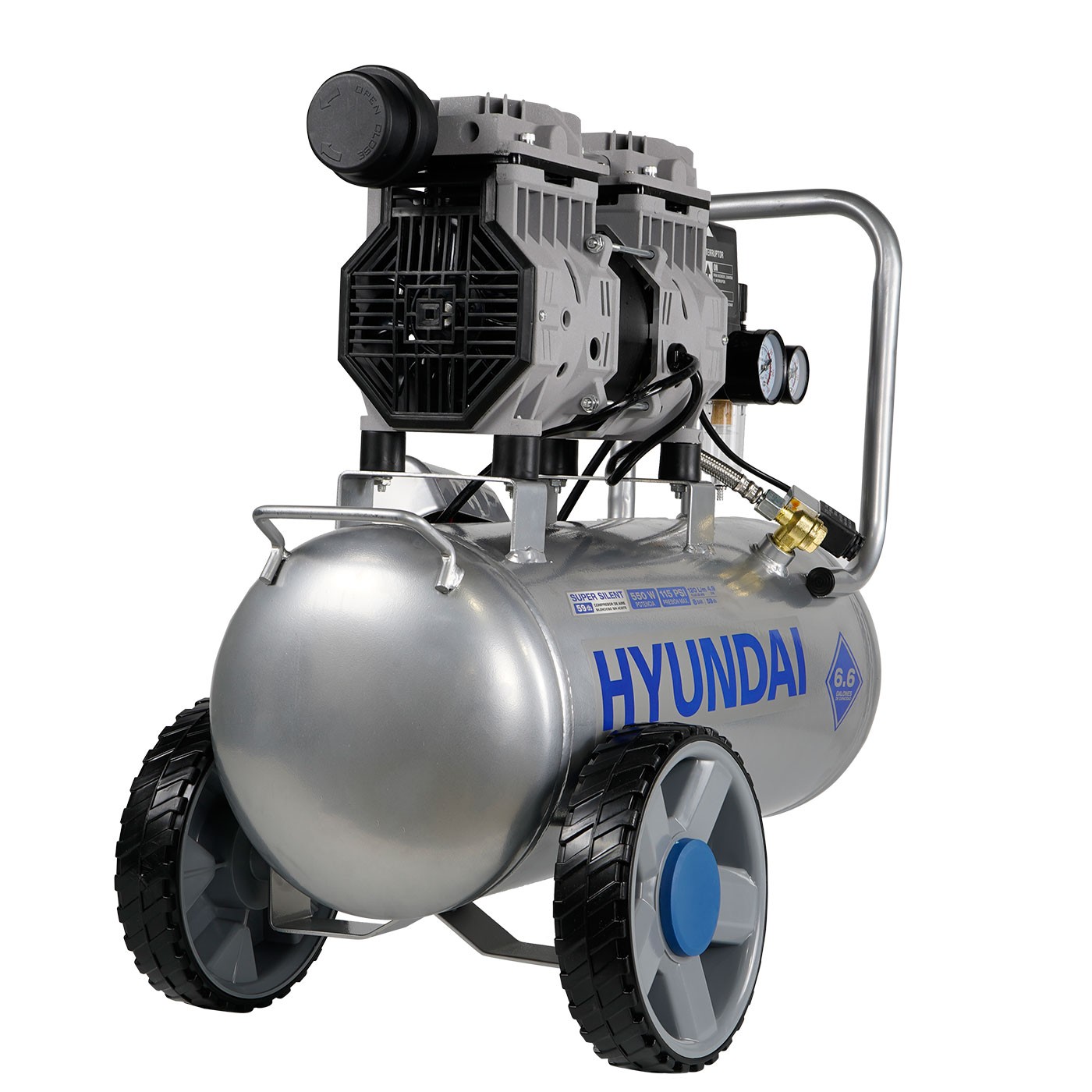 Compresor de Aire El&eacute;ctrico 0.75 Hp Hyundai 25 Litros 110v-60hz - HYK2525 image number null