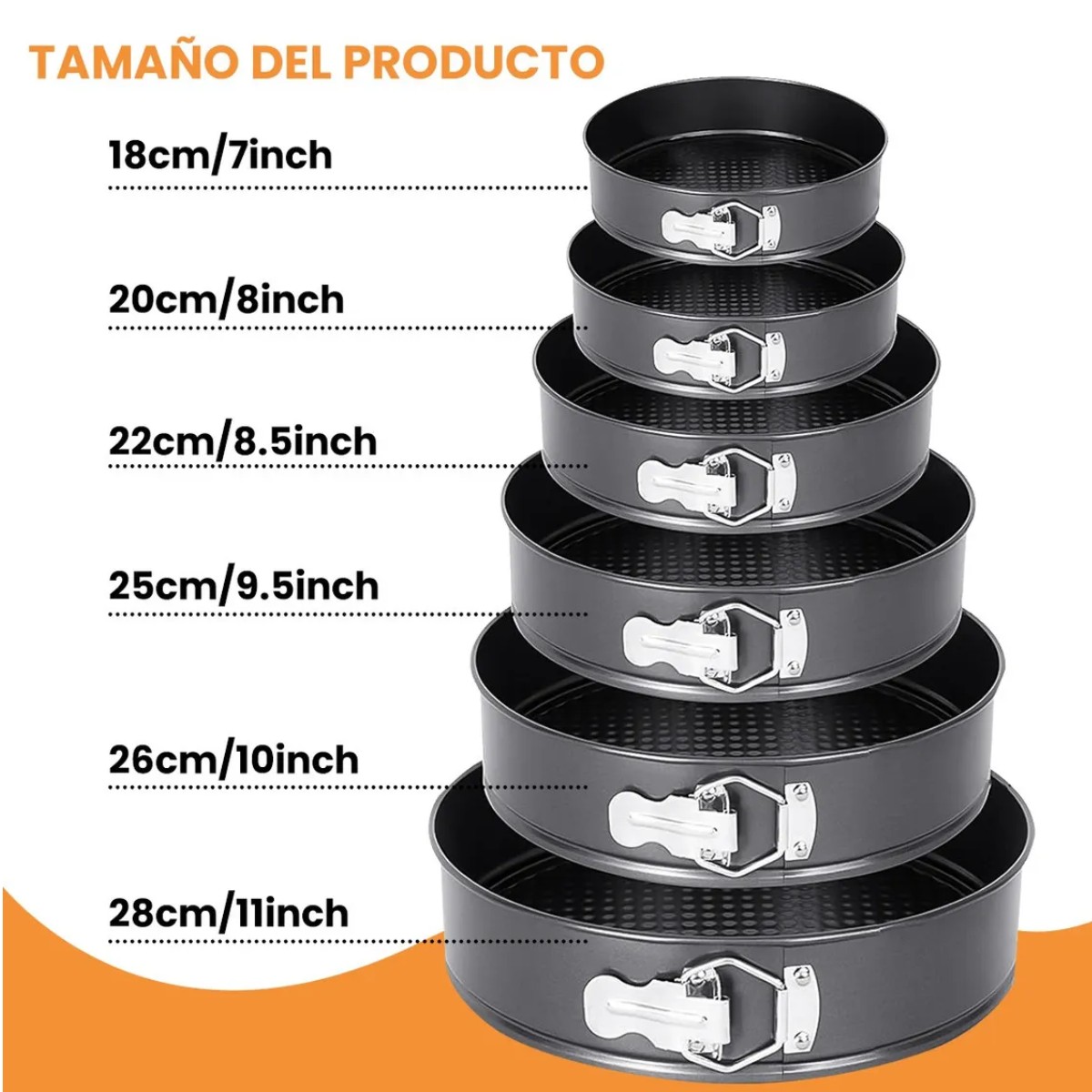Molde Redondo De Acero Inoxidable Para Pasteles Negro 6pzs image number null