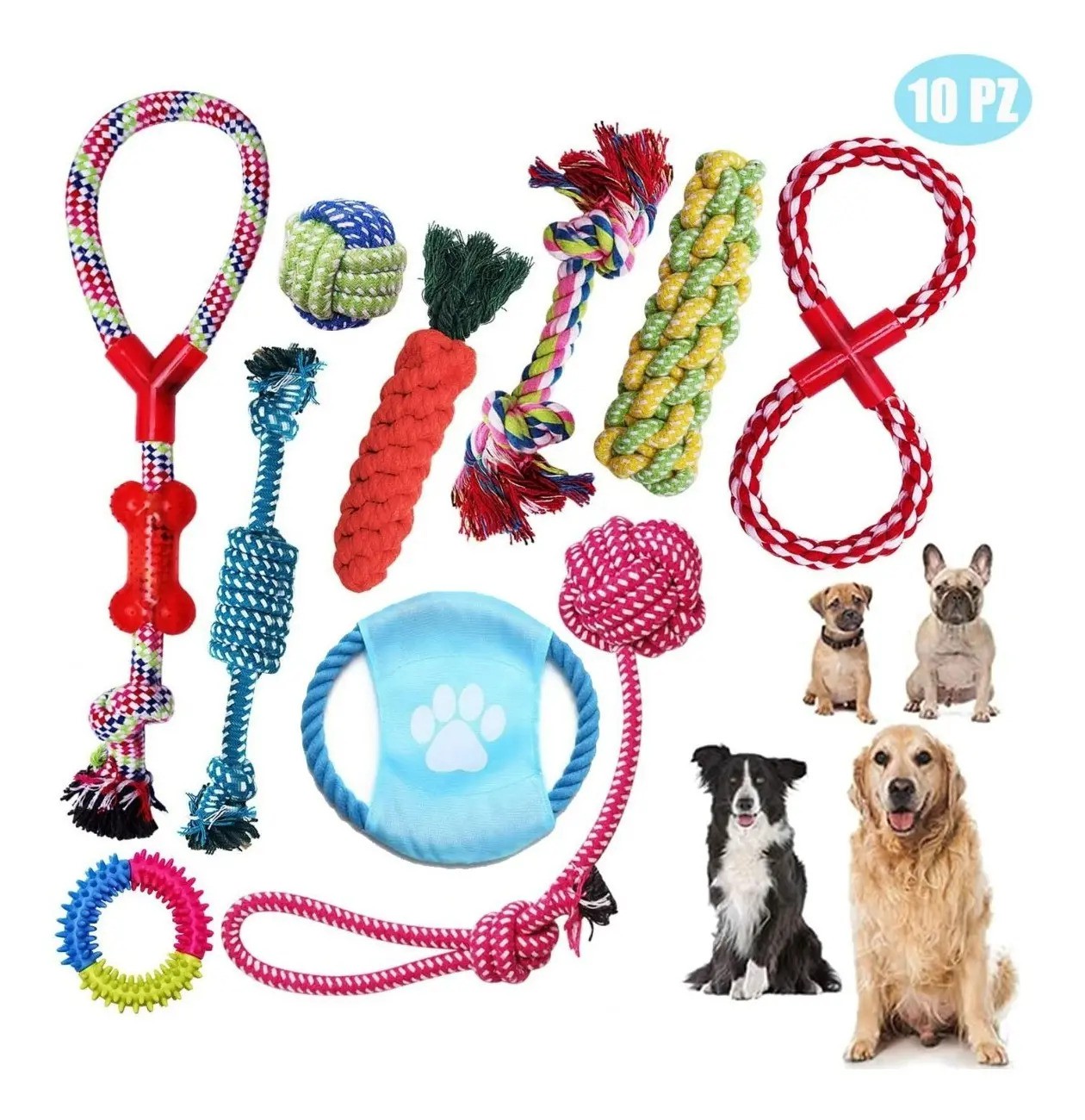 Juguetes De Cuerda Para Mascotas Morder Paquete De 10 Piezas image number null
