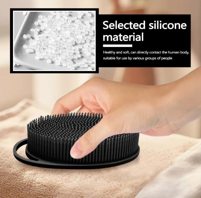 Esponja Ba&ntilde;o Cepillo Esponja Corporal De Silic&oacute;n Exfoliante Negro image number null