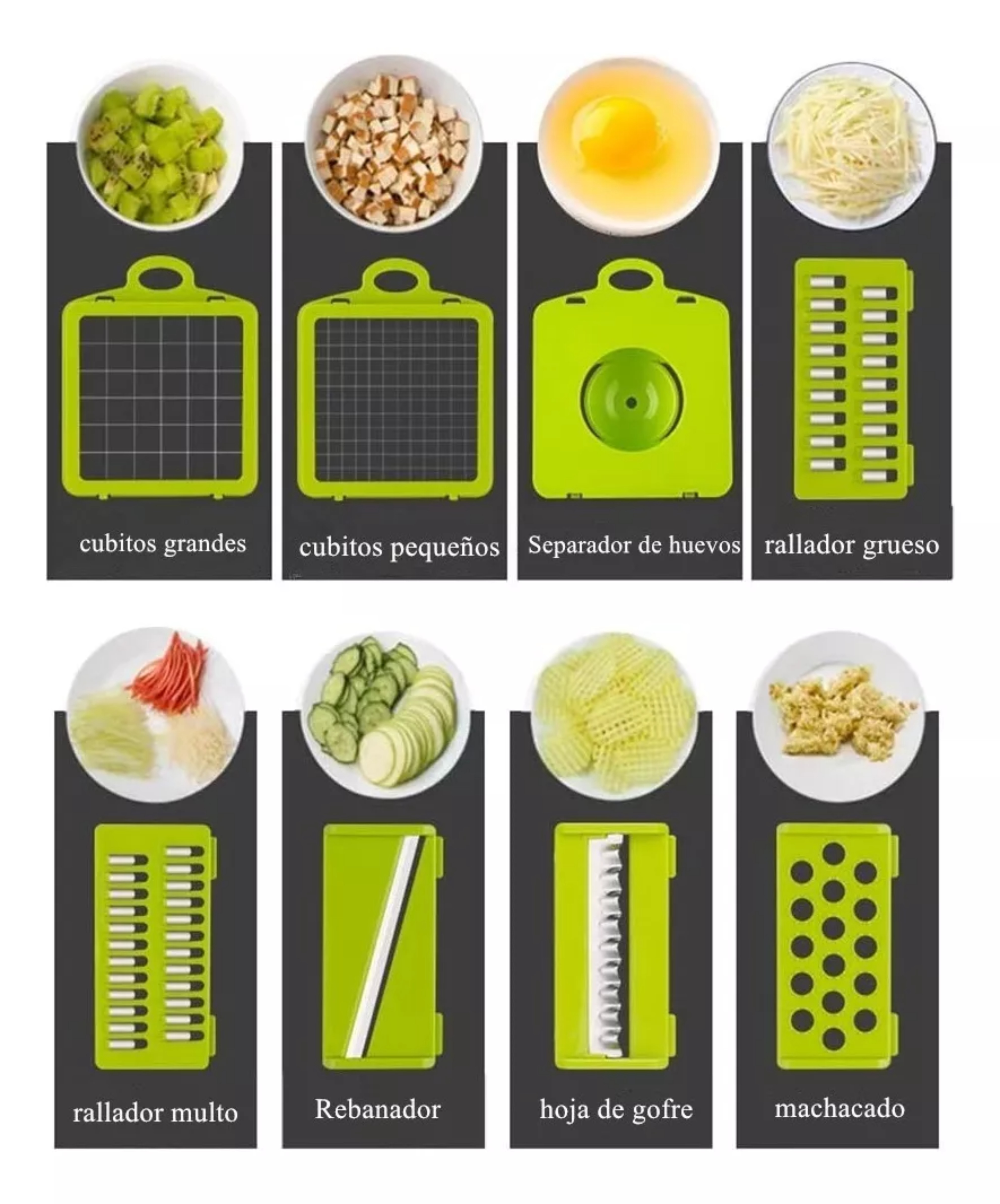 Rallador Cortador Rebanador Picador Manual De Verduras Fruta Uwei 420 Verde. image number null