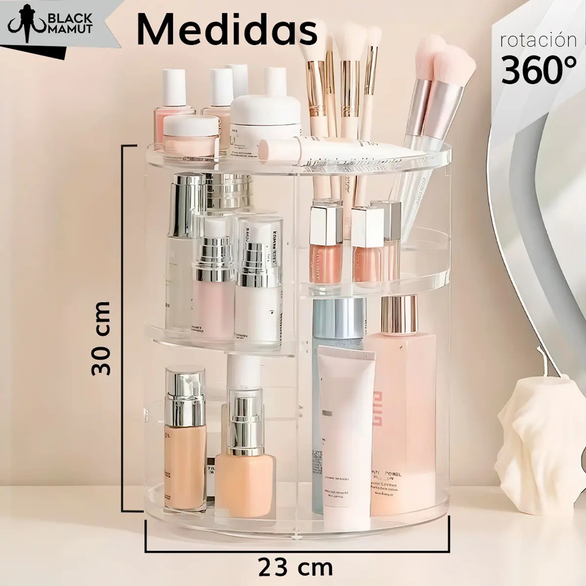 Organizador Para Cosm&eacute;ticos Acr&iacute;lico Multinivel Giratorio TRANSPARENTE image number null