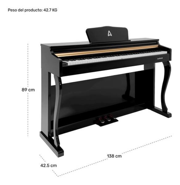 Piano Teclado Electrico 88 Teclas Digital 15v 3a 900 Ritmos Audiotek image number null