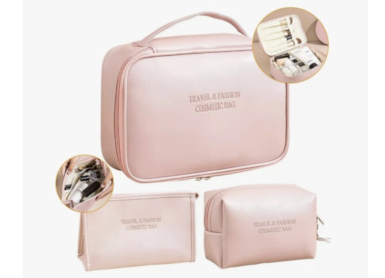 Estuches De Maquillaje Bolsa Cosmetiquera Set 3 Neceser Modelo Negro image number null