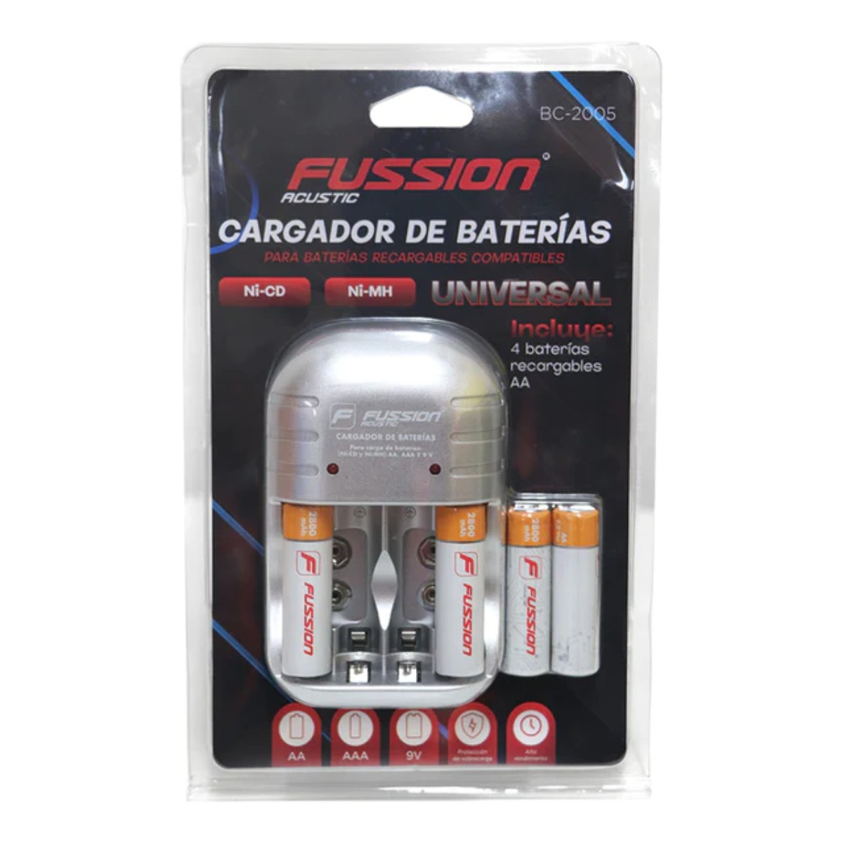 Cargador de Pilas Fussion BC-2005 AA/AAA 4 Pilas ENDY1 image number null