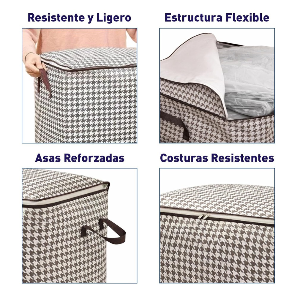 Bluelander Set de 3 Bolsas de Almacenamiento 50 * 50 * 70 cm, Organizadores para Cl&oacute;set Plegables, Bolsas con Asas image number null