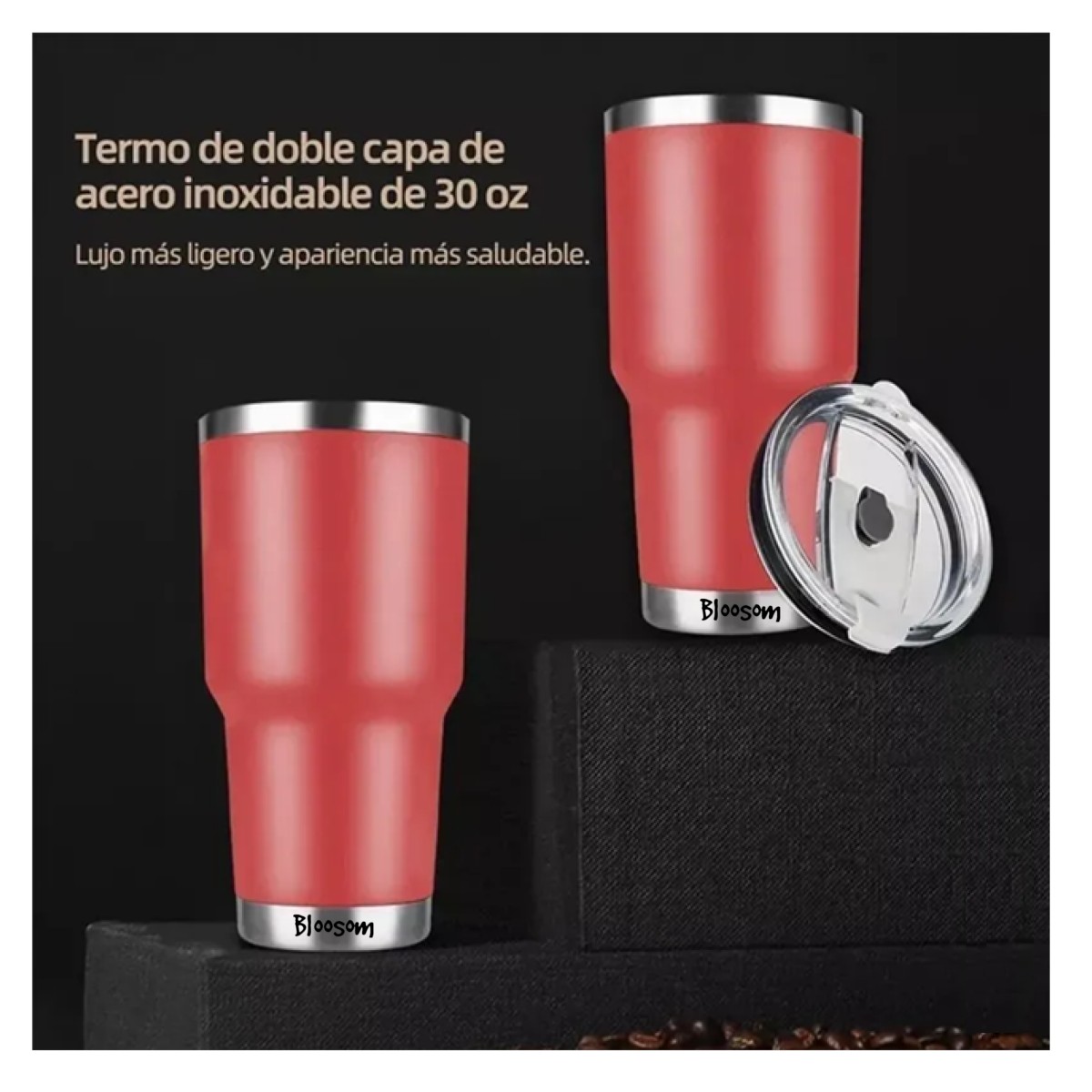 30oz De Termo Port&aacute;til De Acero Inoxidable Con Calor Y Fr&iacute;o, Rojo image number null