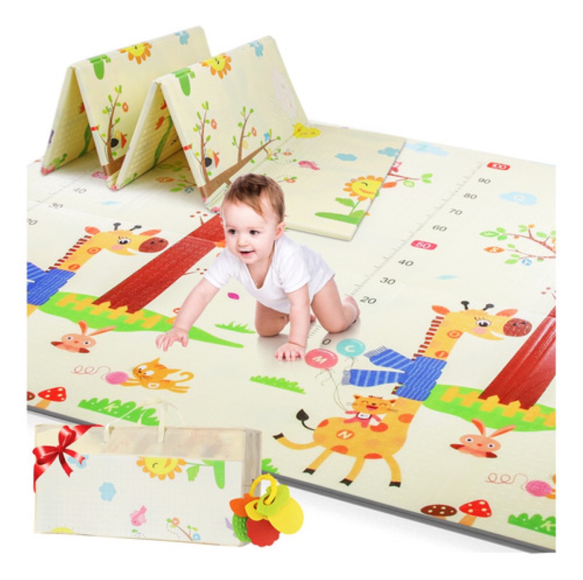 Tapete Infantil Plegable Con Doble Dise&ntilde;o Mide 200 cm x 180 cm, Mezcla de Colores. image number null