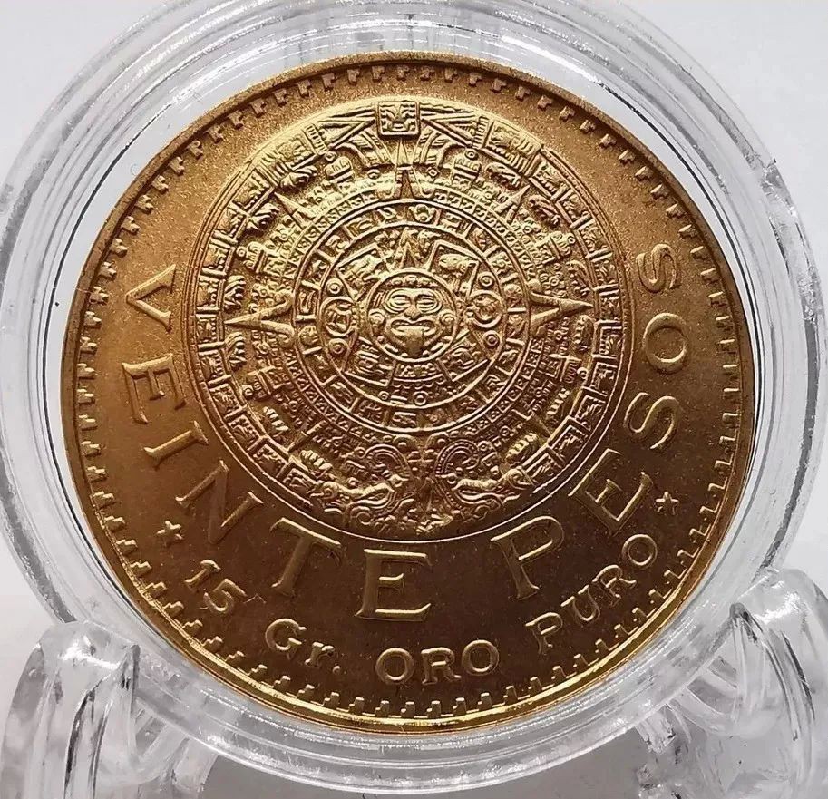 Moneda Azteca Oro $20 pesos Original 1959 Sin Circular Nueva. image number null