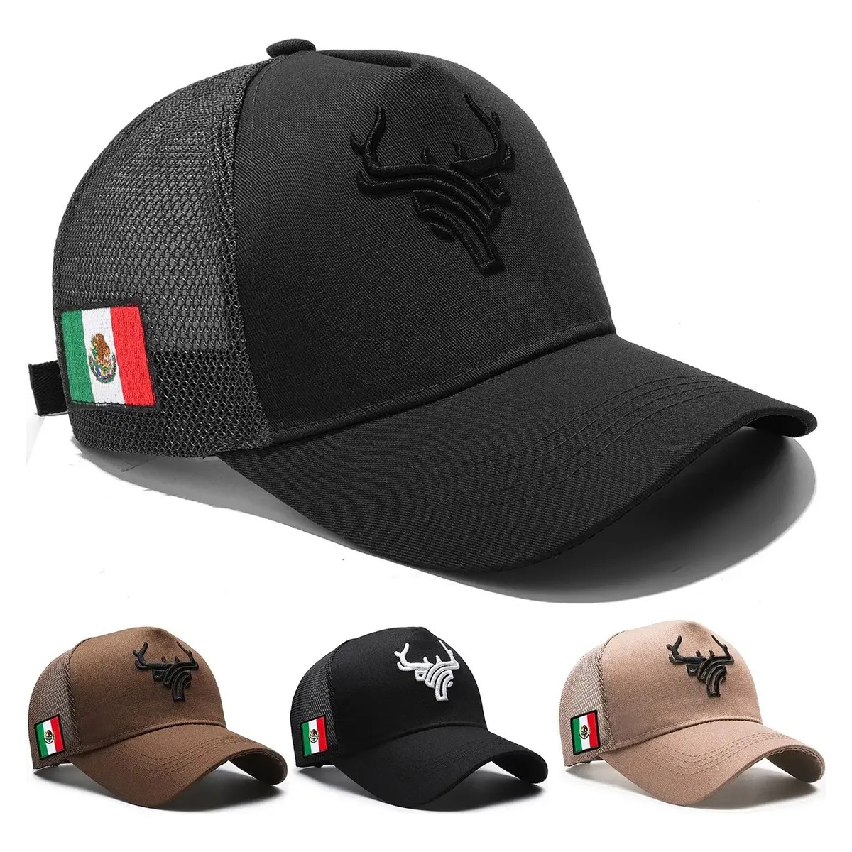 Gorra Bordada De Toro malla AjustableColor Negro image number null