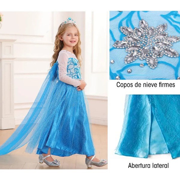 Vestido De Princesa De Elsa, Disfraz De Frozen Dise&ntilde;o para Ni&ntilde;a, Ropa De Halloween, Fiesta De Cumplea&ntilde;os o Cosplay image number null