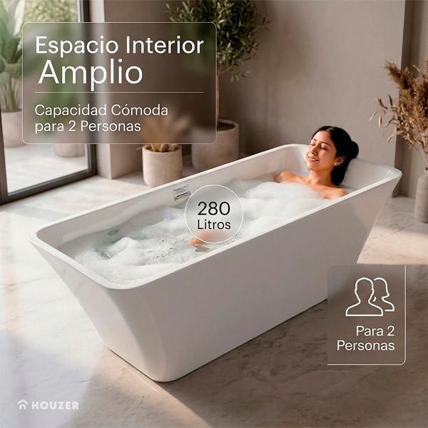 Tina Ba&ntilde;o Premium Lujo 280l Fibra Vidrio 172x77x62 Cm image number null