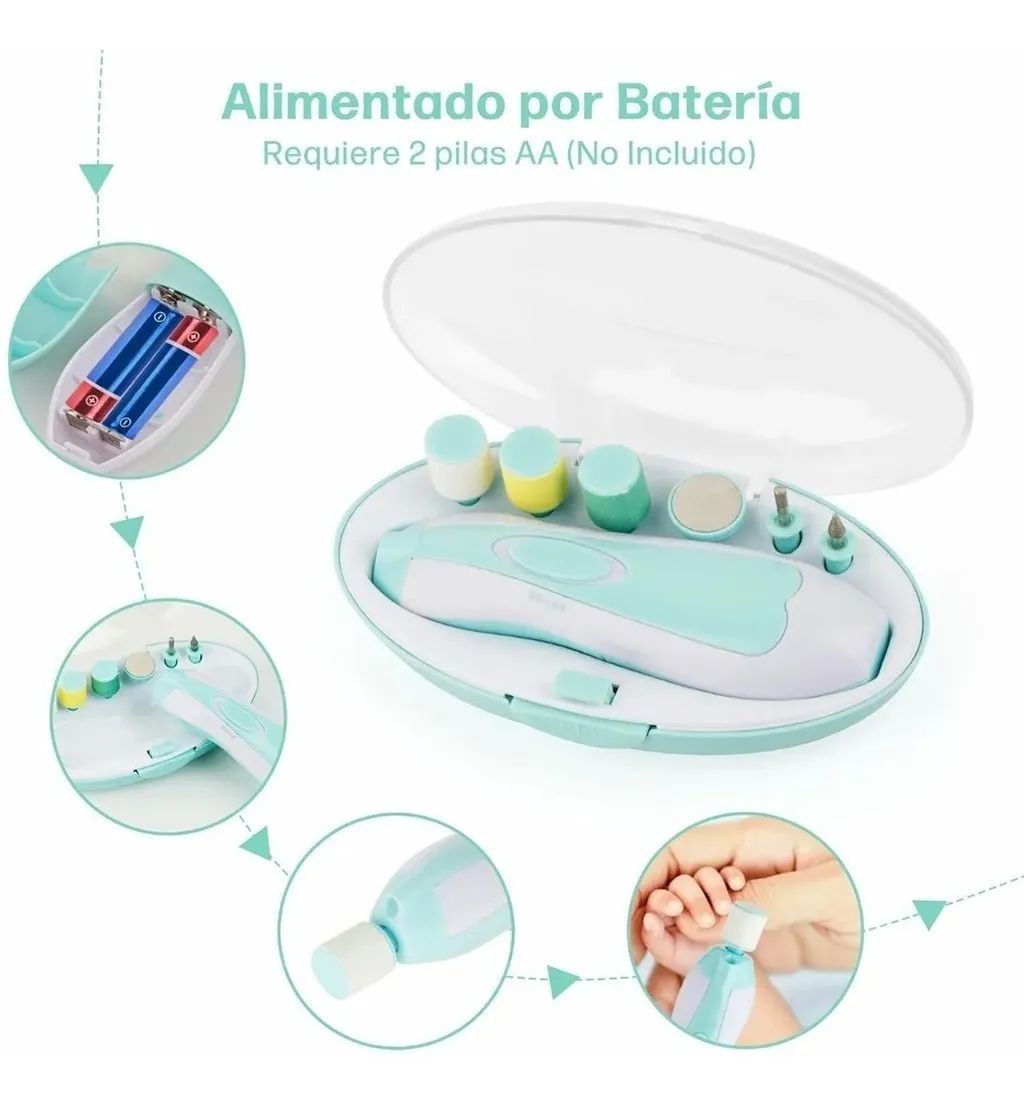 Juego De Lima De U&ntilde;as El&eacute;ctrica Para Beb&eacute;s Verde image number null