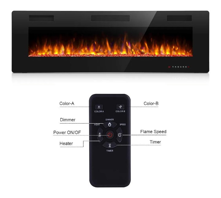 Chimenea el&eacute;ctrica elegante 60 pulgadas a empotrar diferentes efectos de llama image number null