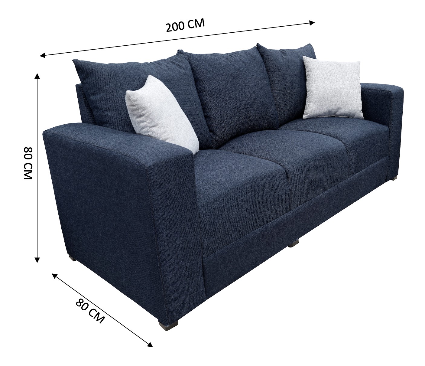 Sofa El Bazar Store Miami Lino Azul marino 3 plazas, Modular, Moderno, Sala image number null