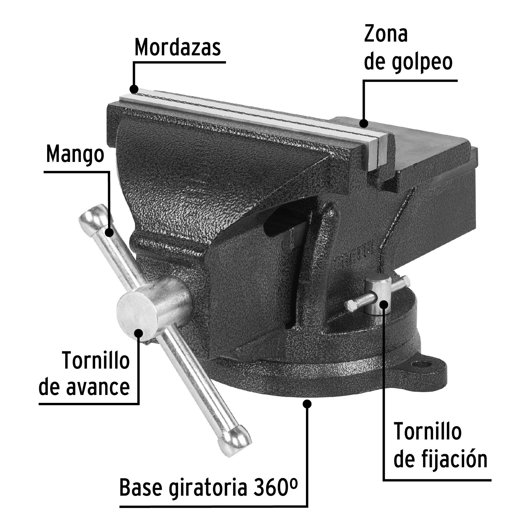 Tornillo de banco 8 pulgadas de hierro gris, Pretul image number null