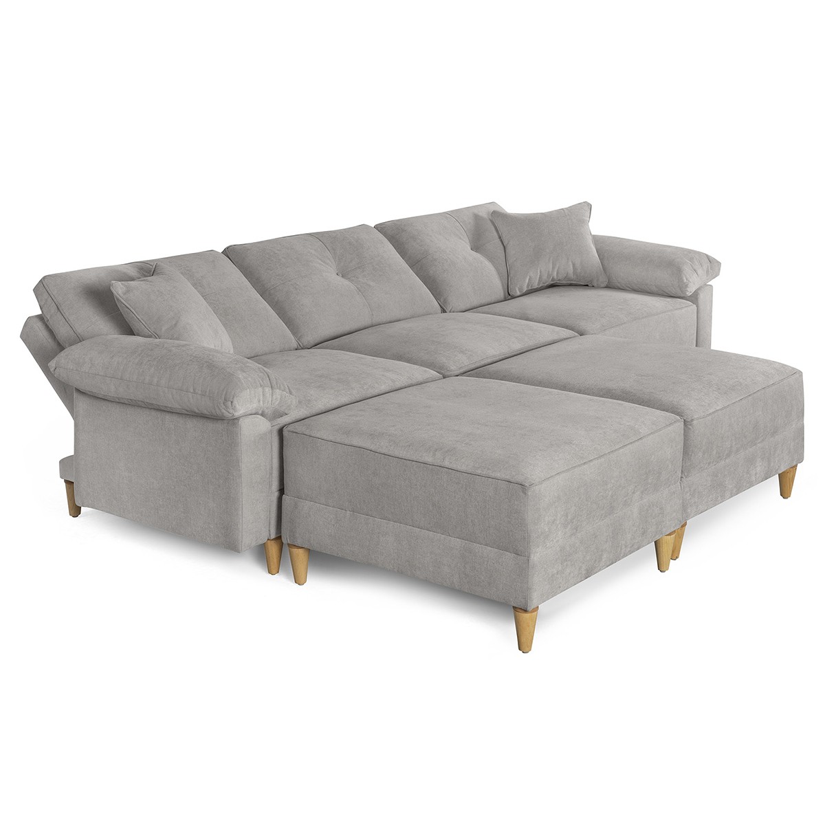 Sala de 5 mod&uacute;los Makora Maristella con Memory Foam, Color Gris Claro Chenille, Respaldo Reclinable de 3 Posiciones image number null