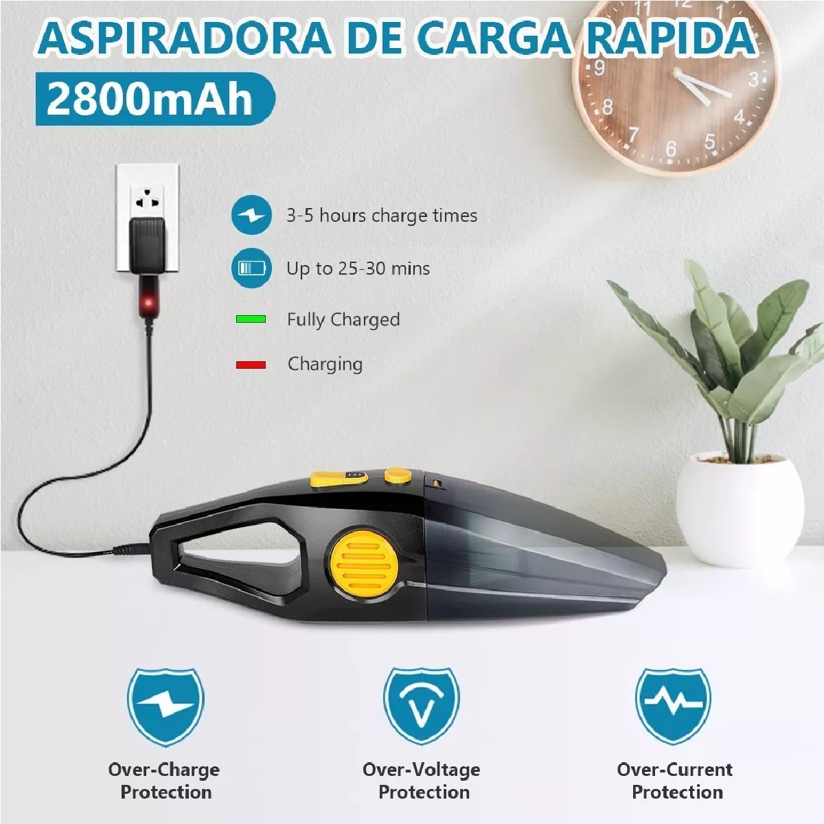 Aspiradora De Mano Inal&aacute;mbrica Para Hogar Y Autom&oacute;vil 10kpa image number null