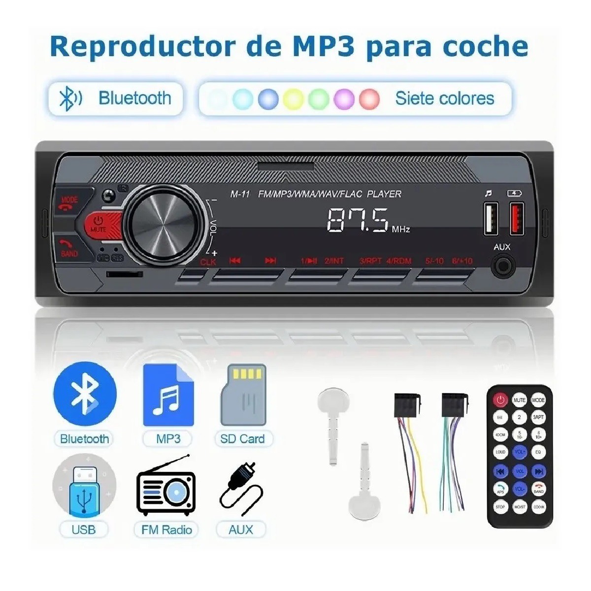 Auto Estereo Coche Reproductor Mp3 Radio Con Bt Aux Usb Sd image number null
