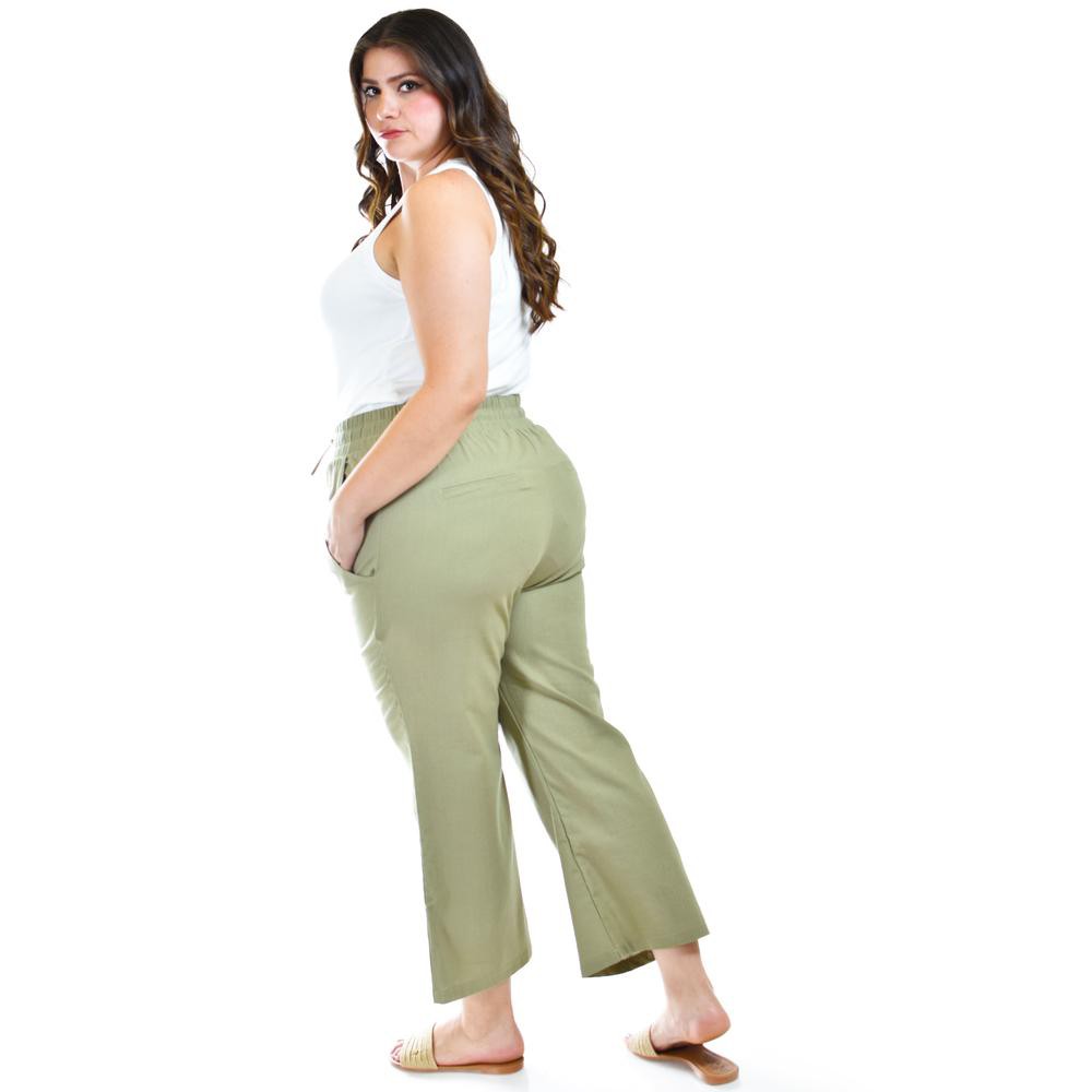 Pantalon de lino Roman Fashion /Tallas Extras, 022 (Verde militar) image number null