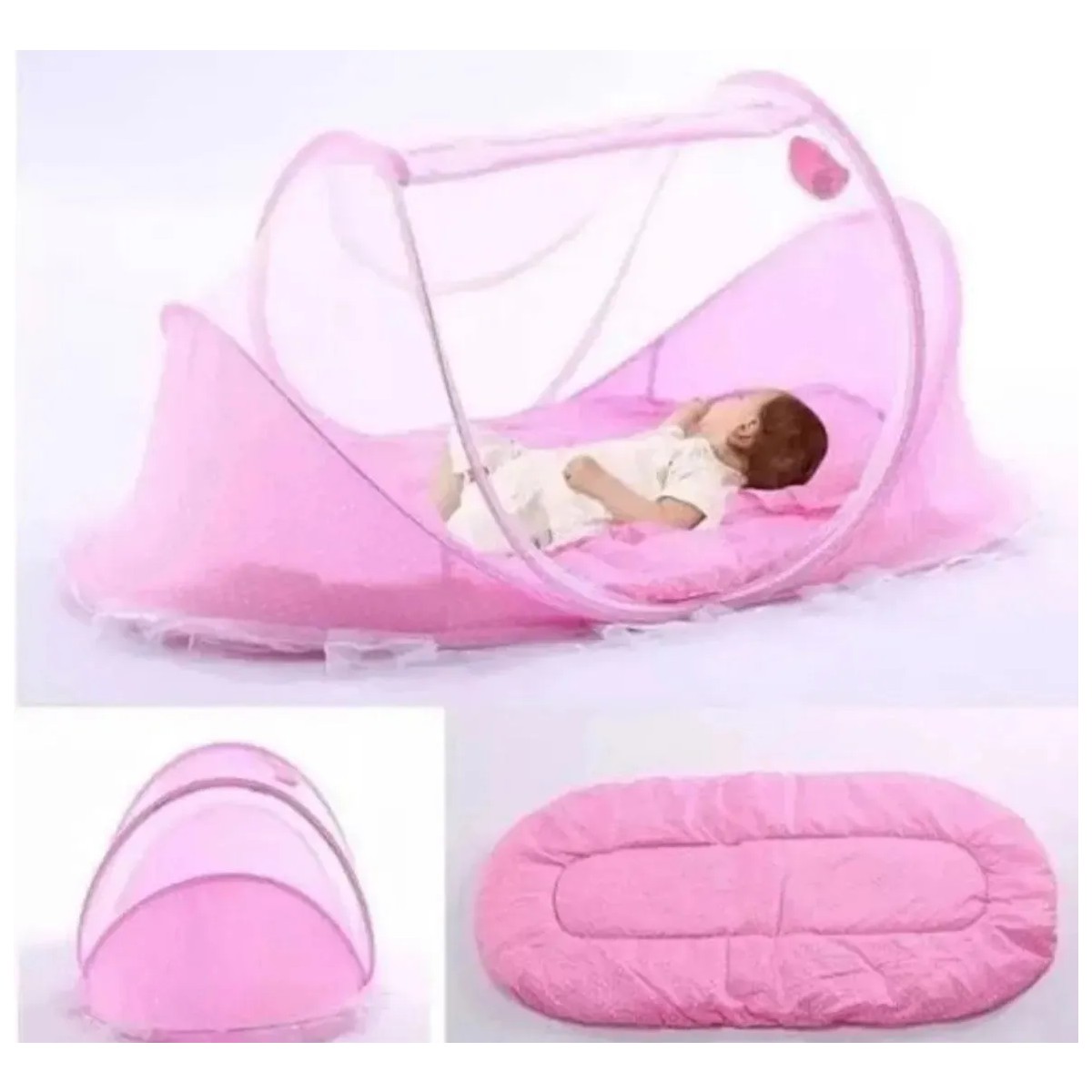 Cuna Mois&eacute;s Plegable Port&aacute;til Mosquitero Bebe Colchon Inclui Color Rosa image number null
