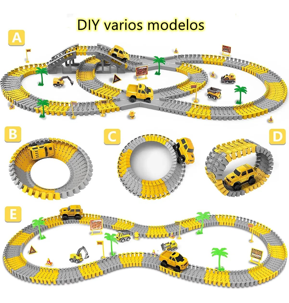 Juego Flexible De Pistas Carros 252pz AMARILLO GRIS image number null