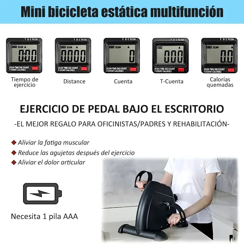Mini Bicicleta Ejercitador Fuepo Rehabilitaci&oacute;n Ejercicio Pantalla LCD245 image number null