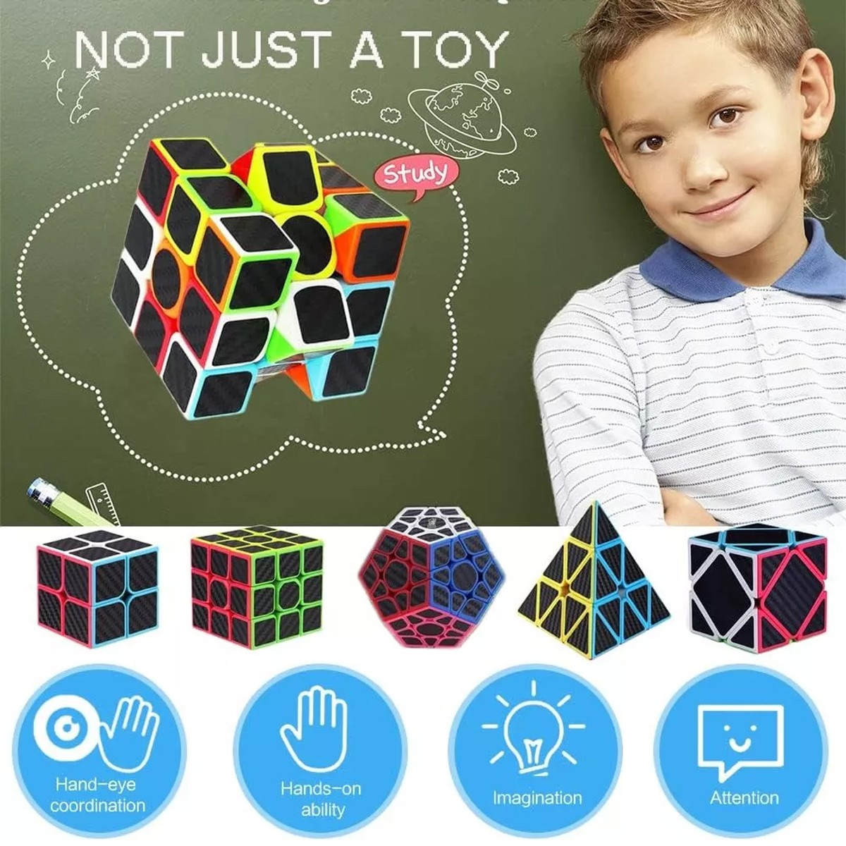 Paquete 5 Cubos Cobra 2x2 3x3 Megaminx Pyraminx Y Skewb. image number null