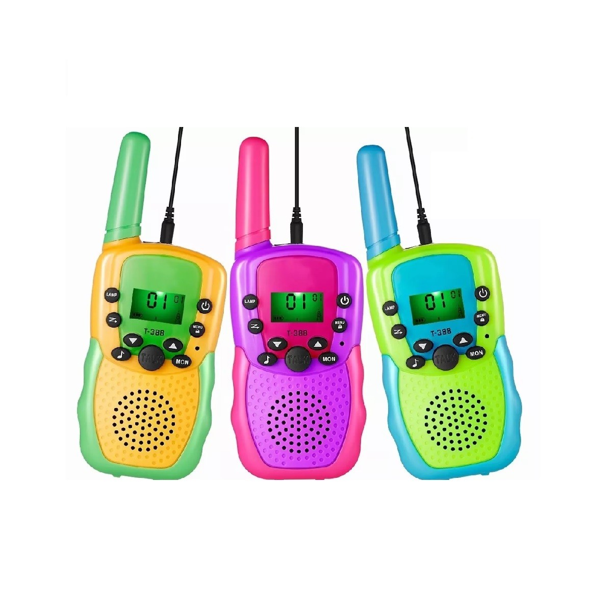 3 Pcs Walkie Talkie Ninos Recargable + Cargador Y 12 Bateria image number null