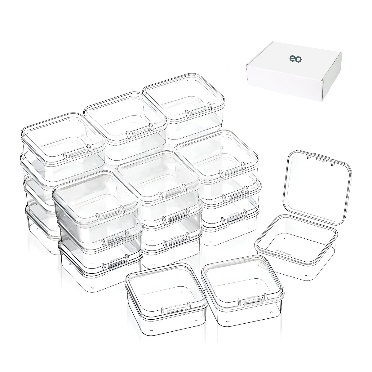 24 Cajas Organizador De Pl&aacute;stico Transparente Para Tornillos Transparente image number null