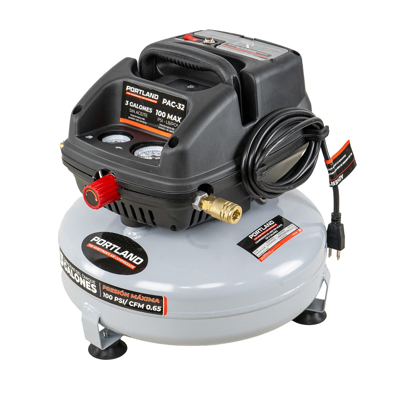 Kit Mini Compresor De Aire El&eacute;ctrico Portland 1/2 Hp 11 Litros C/Manguera y Soplador &ndash; PAC-32 image number null