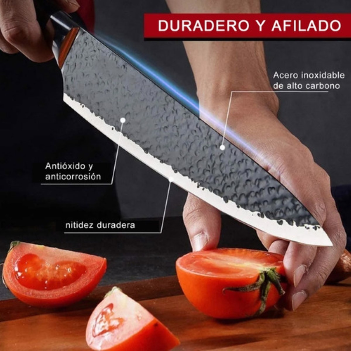 Cuchillos De Cocina De Acero Inoxidable Y Peladorjuego De 6 pzs Plata/ Marron image number null
