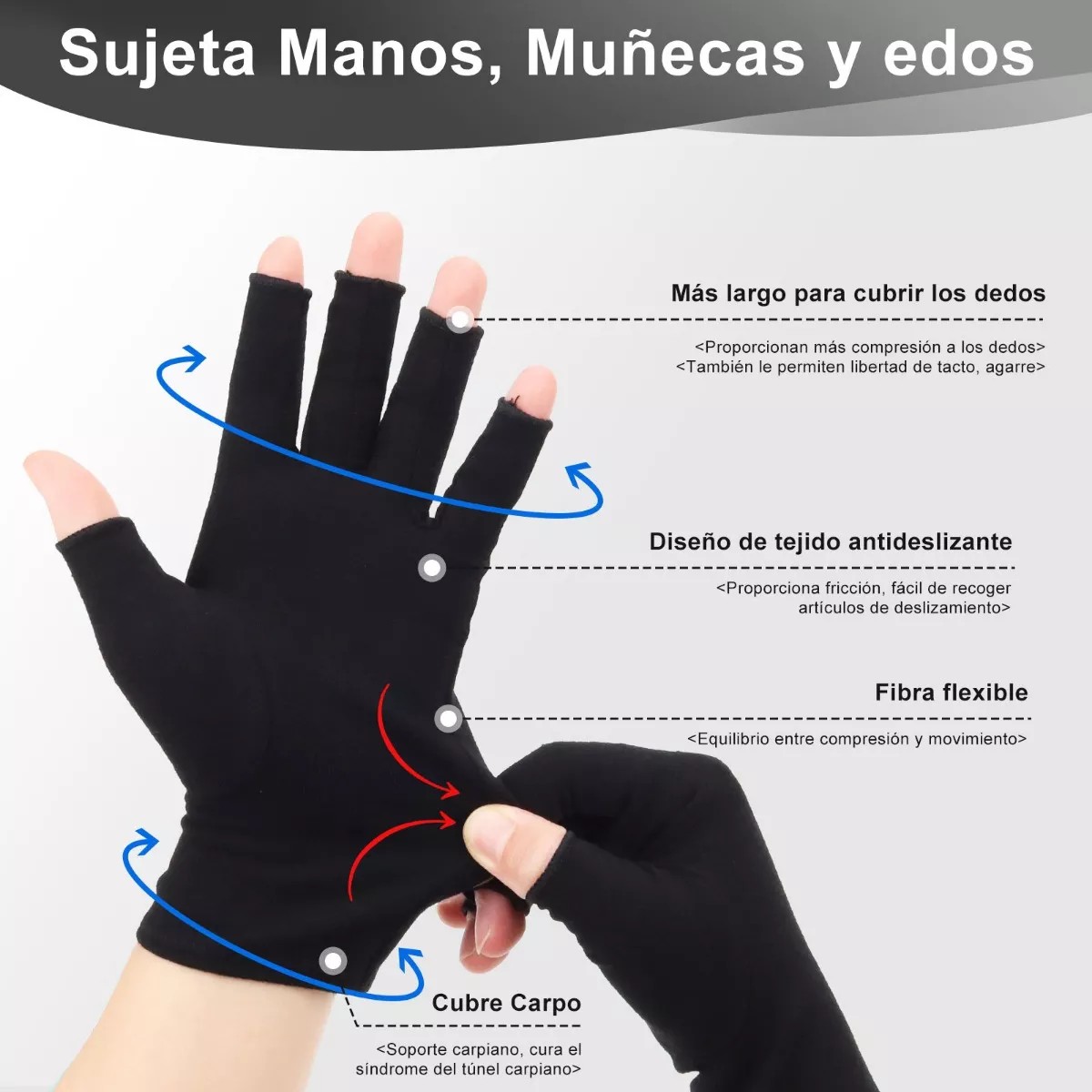 Guantes Compresi&oacute;n Mu&ntilde;equera Ortop&eacute;dica P/artritis 2 Pares image number null