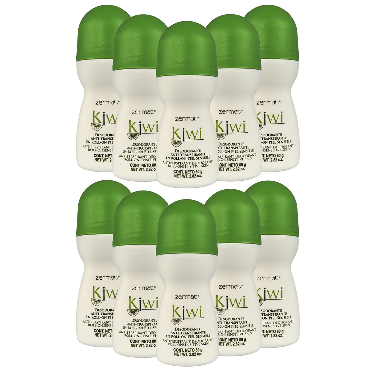 Paquete 10 desodorantes Zermat kiwi piel sensible roll on image number null