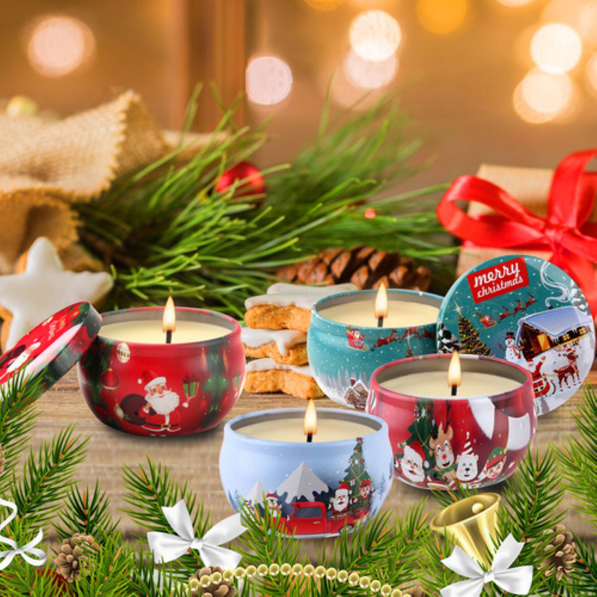 Vela Arom&aacute;tica De Navidad 16pzs Velas Perfumadas De Navidad image number null