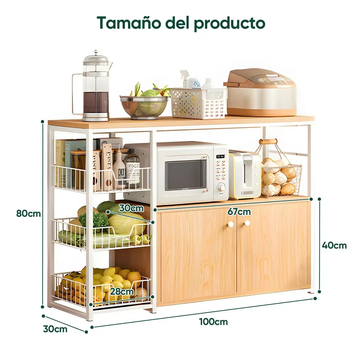 Mueble Organizador Cocina Estante Microondas Despensa Horno Naranja Claro image number null