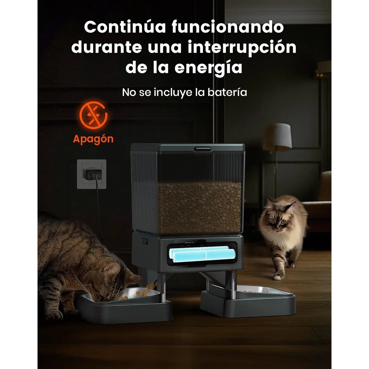 Alimentador Autom&aacute;tico Para Gatos. Dispensador 5 Litros Negro image number null