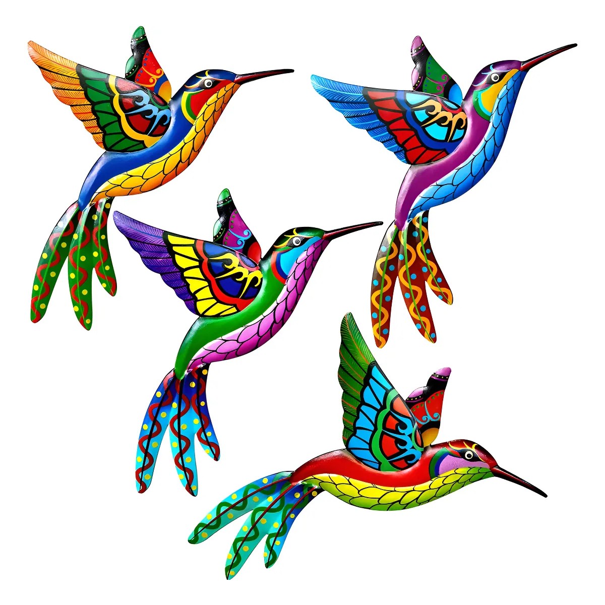 4 Piezas Colibr&iacute; Met&aacute;lico Decoraci&oacute;n Pared Escultura Jard&iacute;n image number null