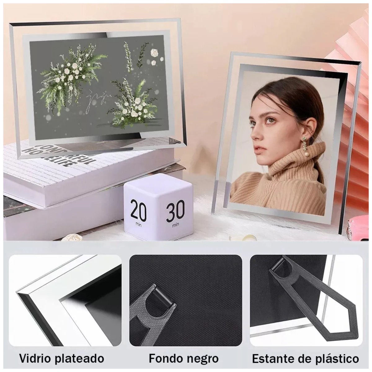 Marco De Fotos, Juego De 4 Cristal Para Decoraci&oacute;n Del Hogar transparente image number null