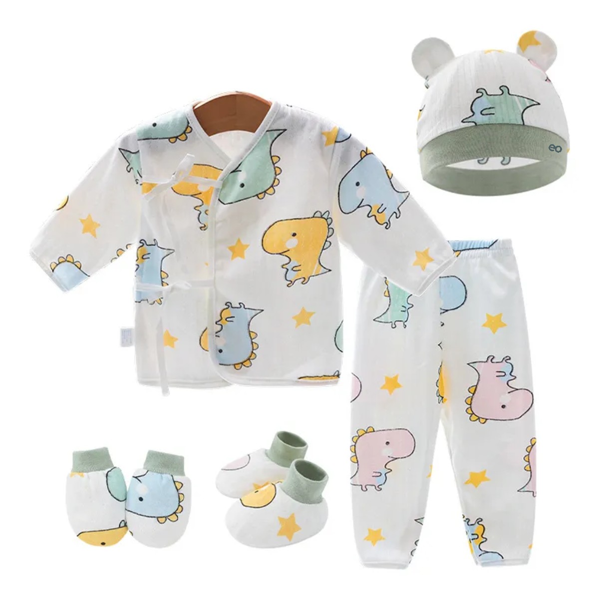 Set De Ropa De Beb&eacute; Reci&eacute;n Nacido 0-3 Meses, 5 Piezas Dinosaurios image number null