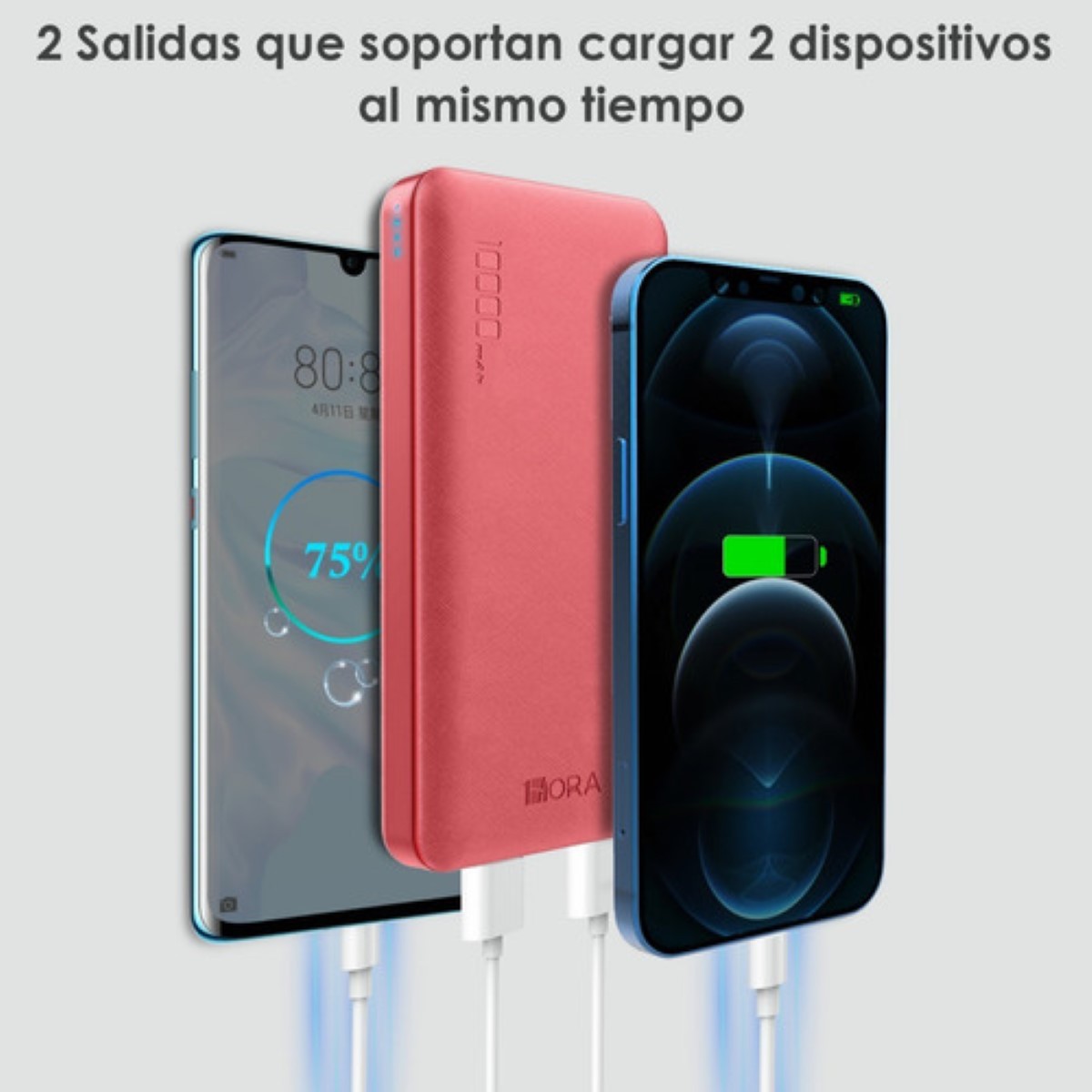 Power Bank Pila Bateria Portatil 10000mah Color Rojo image number null
