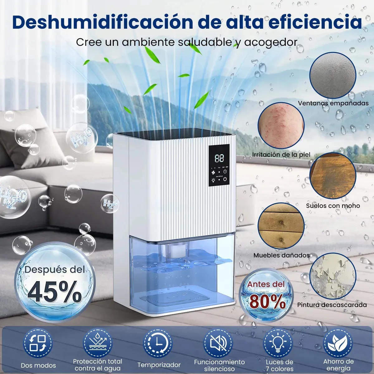 Deshumidificadores Domesticos El&eacute;ctrico 2l Con Auto Descongelaci&oacute;n image number null